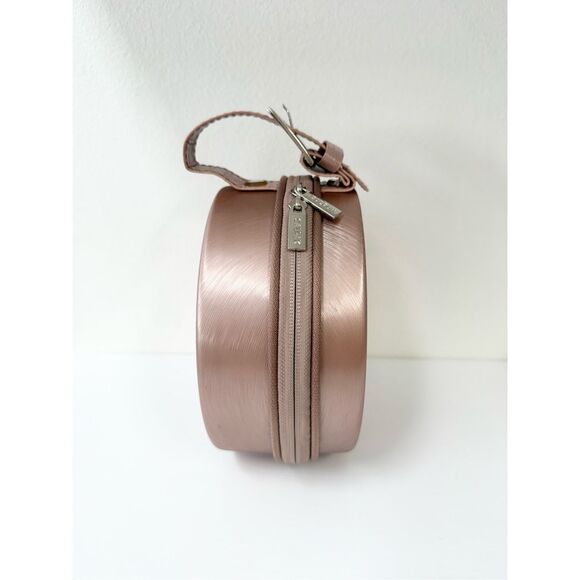 Calpak Luggage Rose Gold Round Baye Mini Hat Box Makeup Travel Case Bag - Picture 2 of 6